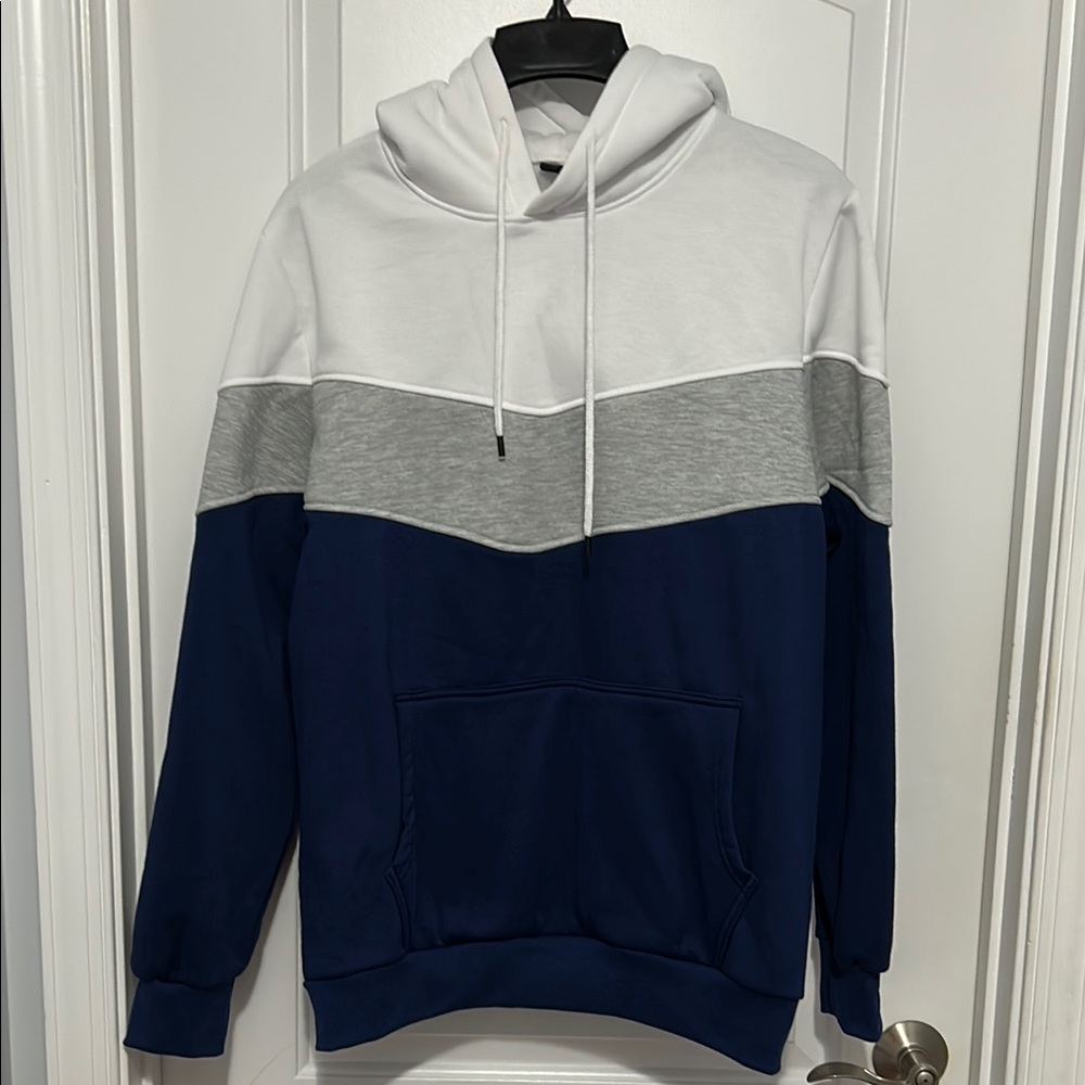 White and Gray Colorblock Sweatshirt Hoodie